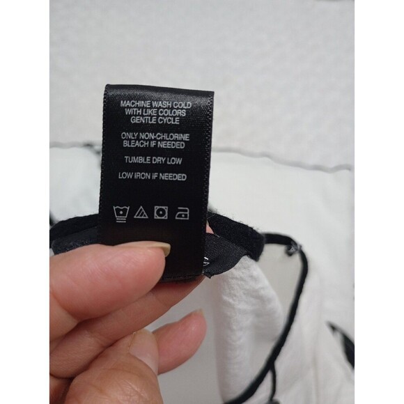 Ali Miles Top Womens Size Small White/Black 3/4 Sleeve Blouse - Picture 9 of 10